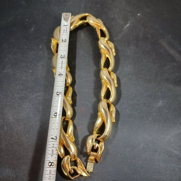 Vintage Chunky Gold Tone Y2K Large Chain Choker Statement Necklace - Picture 5 of 7